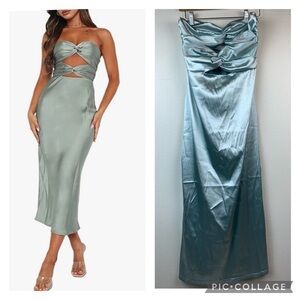 Amazon, lace up backless satin fitted dress formal, wedding, cocktails.